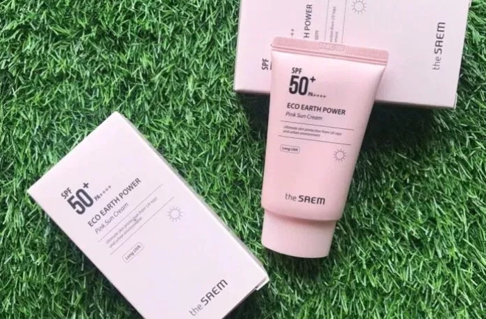 Kem chống nắng nâng tone da The Saem Eco Pink Sun Cream 50g